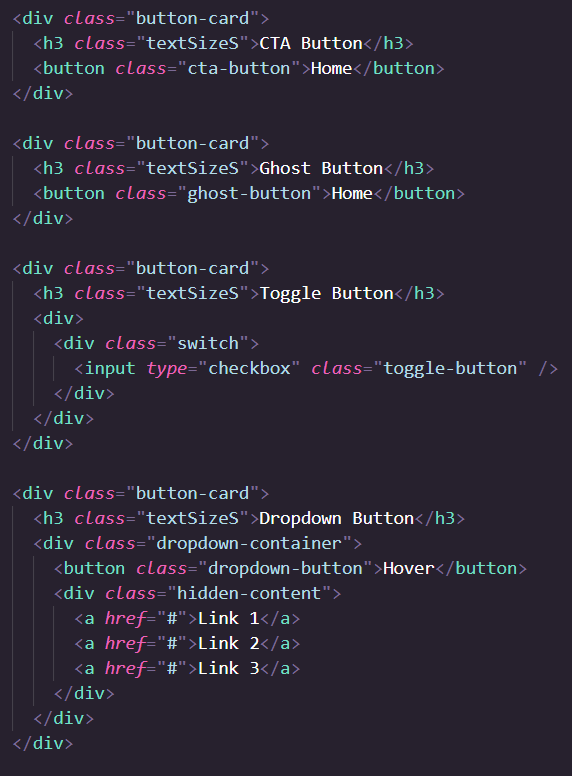 html code for the following button elements